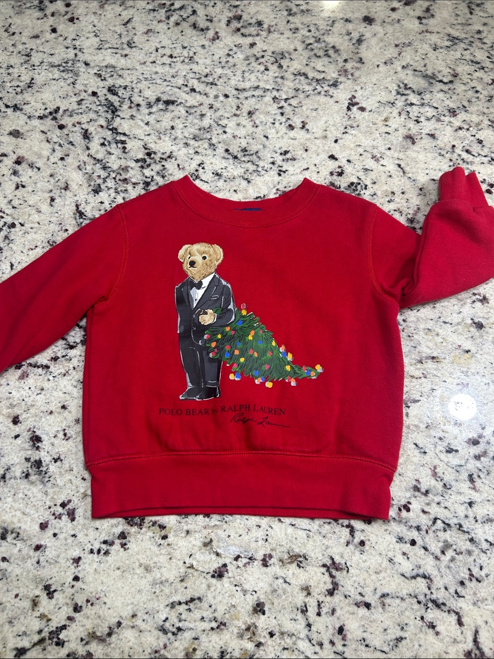 Ralph Lauren Red Polo Bear Holiday Sweatshirt - Kids